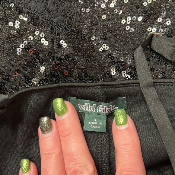 Women's Black Lace Trim Sequin Slip Dress - Wild Fable™- Fully lined - Picture 11 of 12